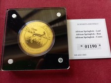 Medaille Goldmedaille Afrikanischer Springbock Lauf 1/200 Unze Oz 999er Gold PP