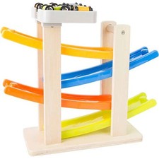 Rennbahn mit Parkdeck aus Holz – personalisierbar, inkl. 4 Autos | small foot 10