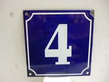 Original alte blau/weiß emaillierte Hausnummer Nr. 4   1950er Jahre