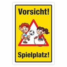 Schild Achtung Spielende