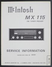 Original McIntosh MX115 FM Tuner Vorverstärker Service Information / Manual