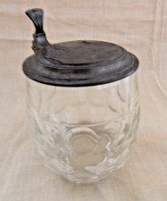 Saarbrücken Bierkrug Glas 1/4 Liter Zinndeckel  Saarbrücken Rathaus Fabrikmarke