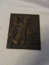 Heiliger Reinhold Messing oder Bronze Wandschmuck Vintage Deutsch #UEBEN