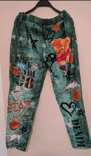 Joggpant grün bunt teddyprint - bunt,