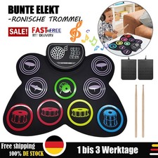 Elektro Schlagzeug Set 9 Pads E-Drum Aufrollbar-Trommel Kinder Schlagzeug-Pad DE