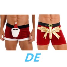 DE Herren Boxershorts Weihnachten Männer Weihnachtsmann Unterhosen Unterwäsche