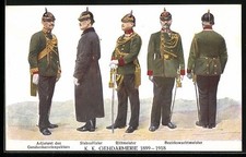 K. K. Gendarmerie 1899 - 1918, Uniformen versch. Dienstgrade, Ansichtskarte 