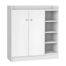 Schuhschrank mit 4 Fächer Schuhregal Kommode Allzweckschrank Spanplatte Weiß