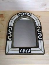 Spiegel mittel groß exotisch Afrikanisch alt weiß Kunst verziert Metall