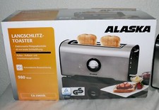 Alaska TA2905SL Langschlitz Toaster Extra Breite 980W 5 Stufen Edelstahl Schwarz