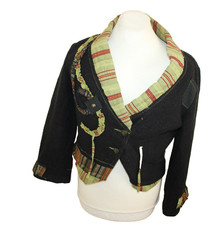 Damen Strickjacke Hippie Ethno Stil 84% Wolle ca. Gr 42 Kurz