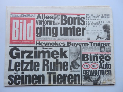 Bild zeitung vom 1987 - zeitung,