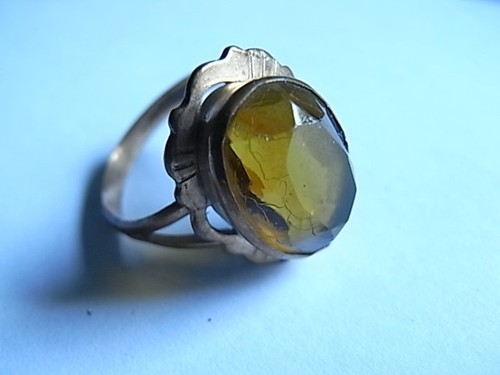 Antik ring gelb stein citrin - antik,
