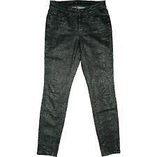 CAMBIO Jeans Damen superStretch Hose Skinny 34 W27 L30 grau Schlange Leder Optik