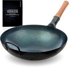 Karbonstahl Woks & Wokpfannen 36 cm - Voreingebrannter Wok Pfanne Karbonstahl...