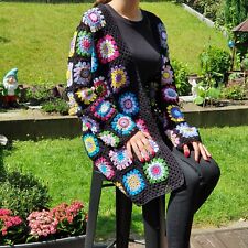Häkeljacke Granny Square Patchwork Strickjacke cardigan Hippie Parka Jacke Boho 