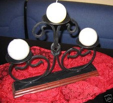  3 Kerzen Tischleuchter  Antikstil  Metall Holz