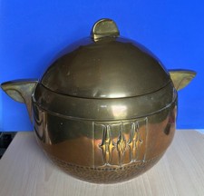 WMF Bowlegefäß Messing mit Deckel, Glaseinsatz & 6 Gläsern | Art Déco Vintage