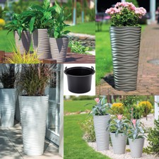 Blumenkübel Slim XXL Rund Blumentopf Welle Einsatz 3D Efect 2 Farben 6 Größen