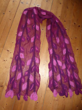Geschenk  Chiffonschal mit Filzblättern  ca. 185 x 28 cm  weinrot/pink  "NEU"