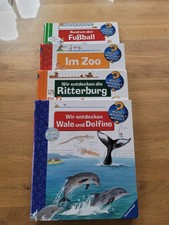 4 x Wieso? Weshalb`? Warum? 4 x  Bücher Wale/Ritterburg/Im Zoo/Fußball