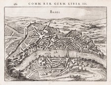 Basel Basle Gesamtansicht Rhein Schweiz Suisse Kupferstich gravure Bertius 1616