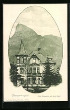 Oberammergau, Ansichtskarte, Villa Edelweiss mit dem Kofel 