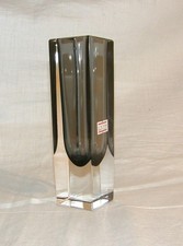 VINTAGE MURANO BLOCKVASE der 50-60er, Rauchglas, Sommerso, Italy, Mid Centry