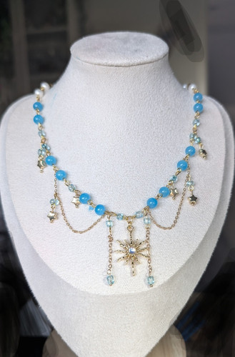Gold blaue feen perlenkette - gold-blaue,