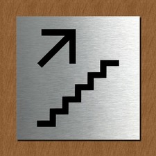 Schild Türschild Edelstahl Design Piktogramm - Treppe nach oben rechts - 1148