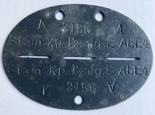 Erkennungsmarke WH Stammkompie Panzerjäger Ers. Abt. 4 Borna Zink 2.WK orig.