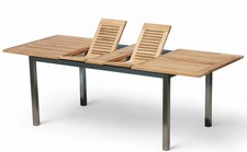 Edelstahl Teak Ausziehtisch 160/220x90 cm Gartentisch Esstisch Tisch KUBA