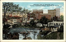 Greenville S.C. USA Color AK ~1930 Birds eye view from Furman Universitiy Campus