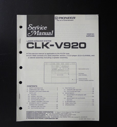 Original pioneer clk v920 - pioneer, clk-v920
