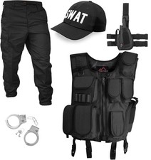 Fashing Kostüm POLICE, SWAT, SECURITY Weste Patch Beinholster Cap Handschellen