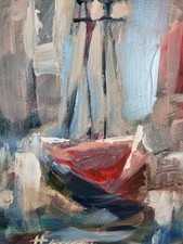 Ölbild Boot Meer Modern Art Alexander Diener Kunst Unikat Wandbild Abstrak Farbe