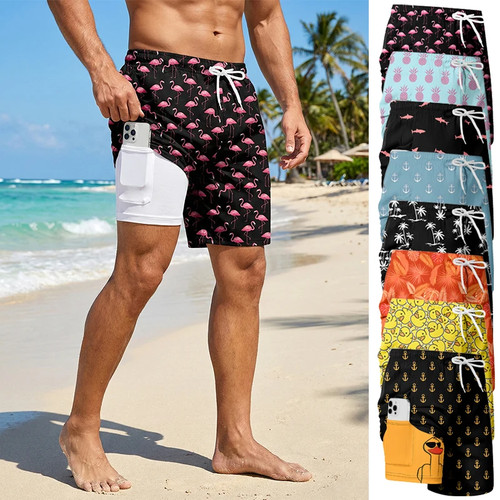 Herren 2in1 badehose druck - 2in1, 3d