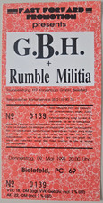 GBH & Rumble Militia Tour 1991 Street-Punk altes Konzertticket PC69 wie neu