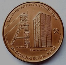 Bronze Medaille  100 Jahre Steinkohlenbergbau in Gelsenkirchen-Resse 1895-1995