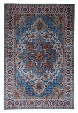 Heriz Navy Waschbar 230 x160cm maschinell gewebt Antiker Muster Flascher Teppich