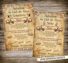 Urkunde Karte Schild Club der alten Säcke / alten Schachteln Geschenk Geburtstag