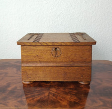 Jugendstil Schatulle Eiche um 1900 geometrisches Dekor Holz Box konisch