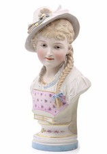 Antike Porzellan BÜSTE Mädchen Handbemalt Bisquitporzellan signiert limitiert #1