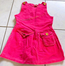 Kleid - FeinCord - Ärmellos - Gr. 98 - Farbe: pink - Knöpfe gelb - Taschen