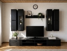 Wohnwand schwarz modern - , tv