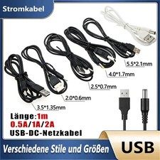 USB Stromkabel auf DC Hohlstecker 5.5*2.1 mm/3.5*1.35 mm 5V Ladekabel 1A/2A