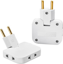 2 Stück Flachstecker Mehrfachsteckdose mit 3 Adapter Steckdose, Steckdosenadapte