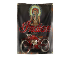INDIAN Biker Pin Up Flagge Fahne Banner Werkstatt Garage Deko USA Chief Scout V2