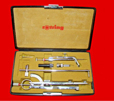 Rotring Präzisions-Zirkel Set im Etui 1970er Jahre