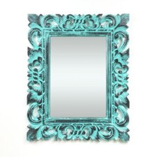 Barock Wandspiegel Spiegel Vintage Shabby Chic Schwarz / Türkis 40 x50 cm